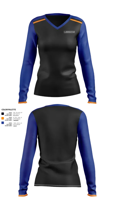 Legends 62372471 Women's Long Sleeve V-neck Shirt - 1