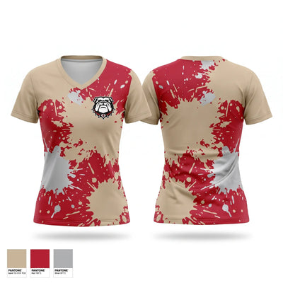 Hickman County Bulldogs Women's Short Sleeve V-neck Shirt - 1