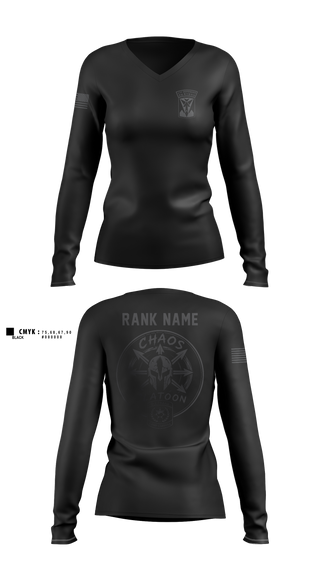 Womens Long Sleeve Vneck Shirt, D-2 CTF Defender, Army, Teamtime, Team time, sublimation, custom sports apparel, team uniforms, spirit wear, spiritwear, sports uniforms, custom shirts, team store, custom team store, fundraiser sports, apparel fundraiser