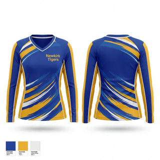 Womens Long Sleeve Vneck Shirt, Newkirk Tigers, Baseball, Teamtime, Team time, sublimation, custom sports apparel, team uniforms, spirit wear, spiritwear, sports uniforms, custom shirts, team store, custom team store, fundraiser sports, apparel fundraiser