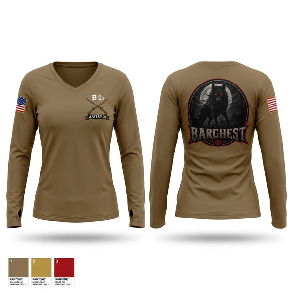 Womens Long Sleeve Vneck Shirt, B Co 3/278th CR, Army, Teamtime, Team time, sublimation, custom sports apparel, team uniforms, spirit wear, spiritwear, sports uniforms, custom shirts, team store, custom team store, fundraiser sports, apparel fundraiser