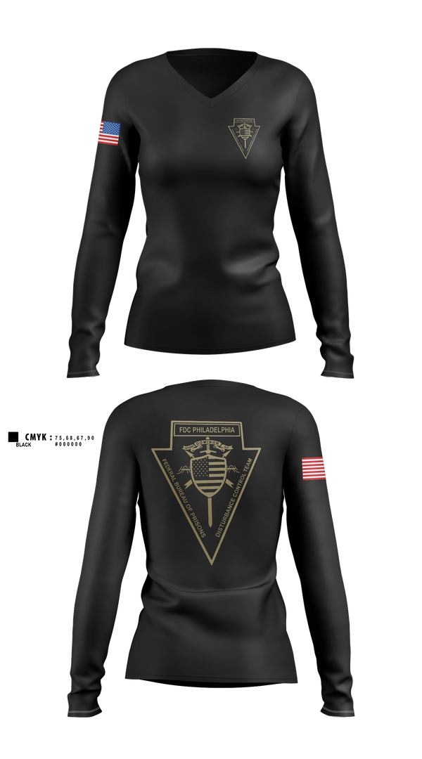 Womens Long Sleeve Vneck Shirt, FDC Philadelphia DCT, Police, Teamtime, Team time, sublimation, custom sports apparel, team uniforms, spirit wear, spiritwear, sports uniforms, custom shirts, team store, custom team store, fundraiser sports, apparel fundraiser
