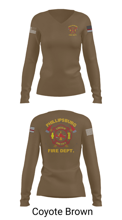 PHILLIPSBURG FIRE DEPARTMENT 39354124 Women's Long Sleeve V-neck Shirt - 17