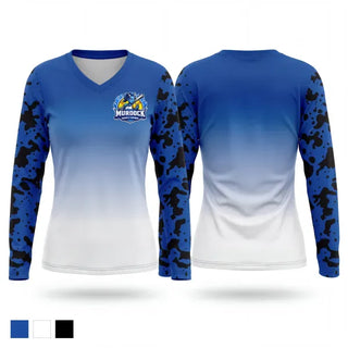 Womens Long Sleeve Vneck Shirt, Murdock Middle School, Softball, Teamtime, Team time, sublimation, custom sports apparel, team uniforms, spirit wear, spiritwear, sports uniforms, custom shirts, team store, custom team store, fundraiser sports, apparel fundraiser