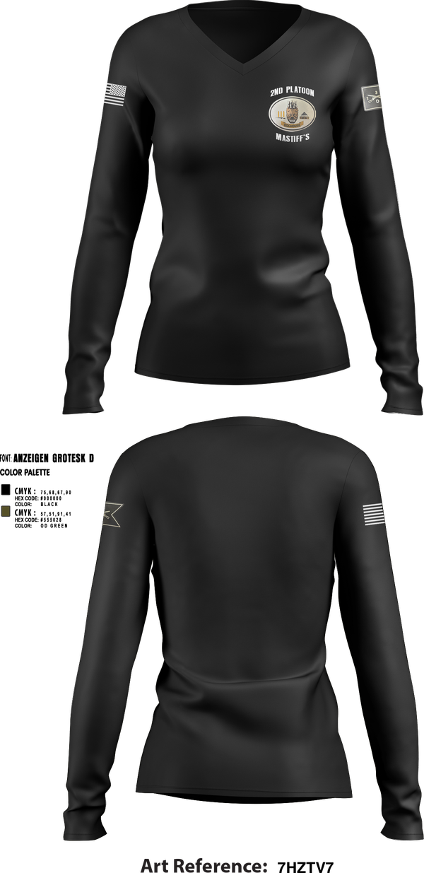 Womens Long Sleeve Vneck Shirt, 2nd Plt, Doghouse Company, 1/3 TOG, , Teamtime, Team time, sublimation, custom sports apparel, team uniforms, spirit wear, spiritwear, sports uniforms, custom shirts, team store, custom team store, fundraiser sports, apparel fundraiser