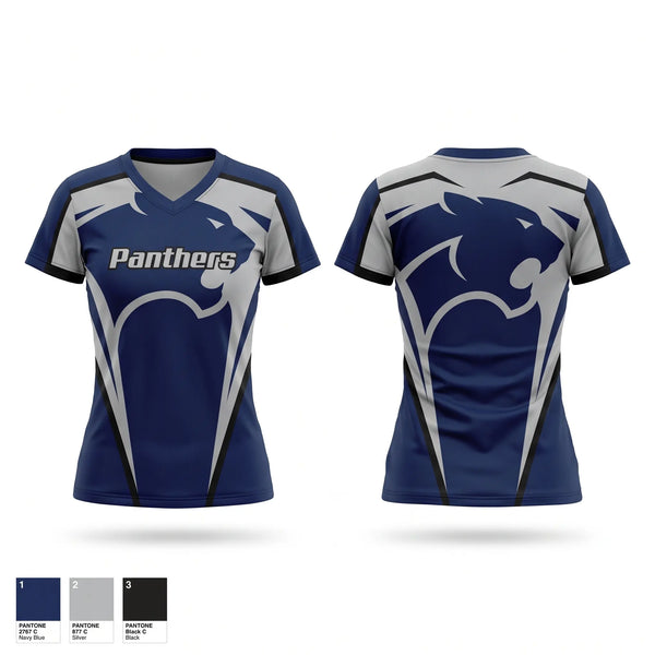 Womens Short Sleeve Vneck Shirt, Panthers, Men's Basketball, Teamtime, Team time, sublimation, custom sports apparel, team uniforms, spirit wear, spiritwear, sports uniforms, custom shirts, team store, custom team store, fundraiser sports, apparel fundraiser