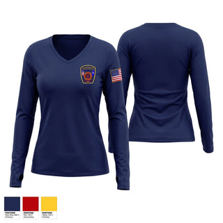 Womens Long Sleeve Vneck Shirt, Clintwood Fire Department, Fire Department, Teamtime, Team time, sublimation, custom sports apparel, team uniforms, spirit wear, spiritwear, sports uniforms, custom shirts, team store, custom team store, fundraiser sports, apparel fundraiser