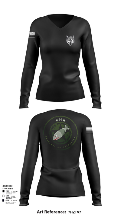 CMX 42179548 Women's Long Sleeve V-neck Shirt - 102