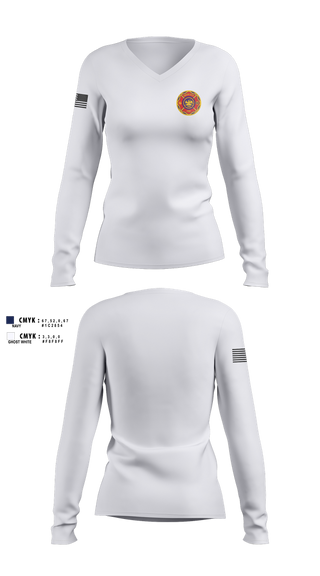 Womens Long Sleeve Vneck Shirt, Union City Fire & Emergency Services, Fire Department, Teamtime, Team time, sublimation, custom sports apparel, team uniforms, spirit wear, spiritwear, sports uniforms, custom shirts, team store, custom team store, fundraiser sports, apparel fundraiser
