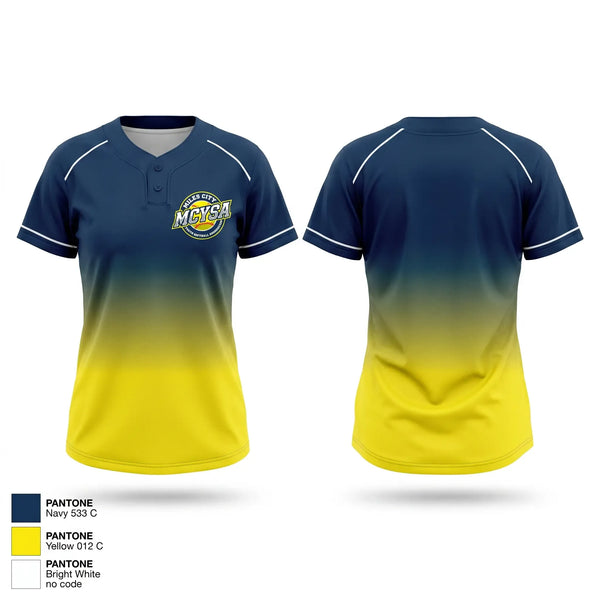 Two Button Softball Jersey, Miles City Youth Softball, Softball, Teamtime, Team time, sublimation, custom sports apparel, team uniforms, spirit wear, spiritwear, sports uniforms, custom shirts, team store, custom team store, fundraiser sports, apparel fundraiser