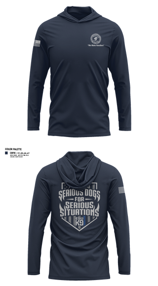Long Sleeve Hooded Sun Shirt, NYPD ESU K9, Police, Teamtime, Team time, sublimation, custom sports apparel, team uniforms, spirit wear, spiritwear, sports uniforms, custom shirts, team store, custom team store, fundraiser sports, apparel fundraiser