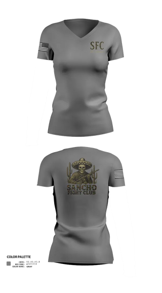 Womens Short Sleeve Vneck Shirt, Sancho Fight Club, , Teamtime, Team time, sublimation, custom sports apparel, team uniforms, spirit wear, spiritwear, sports uniforms, custom shirts, team store, custom team store, fundraiser sports, apparel fundraiser
