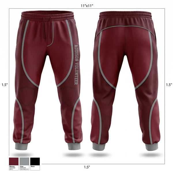 Sweatpants, Addison volunteer, Fire Department, Teamtime, Team time, sublimation, custom sports apparel, team uniforms, spirit wear, spiritwear, sports uniforms, custom shirts, team store, custom team store, fundraiser sports, apparel fundraiser