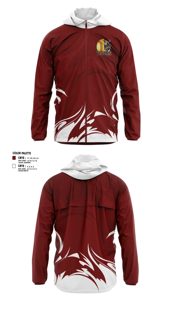Windbreaker, Pensacola High Lady Tigers, Softball, Teamtime, Team time, sublimation, custom sports apparel, team uniforms, spirit wear, spiritwear, sports uniforms, custom shirts, team store, custom team store, fundraiser sports, apparel fundraiser