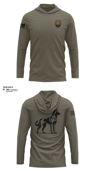 Long Sleeve Performance Shirt with hood, 355 K9, Air Force, Teamtime, Team time, sublimation, custom sports apparel, team uniforms, spirit wear, spiritwear, sports uniforms, custom shirts, team store, custom team store, fundraiser sports, apparel fundraiser