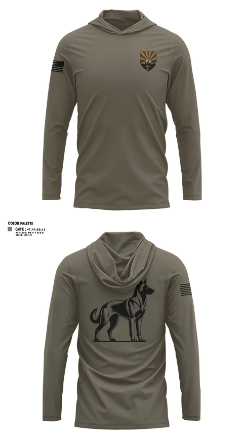 Long Sleeve Performance Shirt with hood, 355 K9, Air Force, Teamtime, Team time, sublimation, custom sports apparel, team uniforms, spirit wear, spiritwear, sports uniforms, custom shirts, team store, custom team store, fundraiser sports, apparel fundraiser