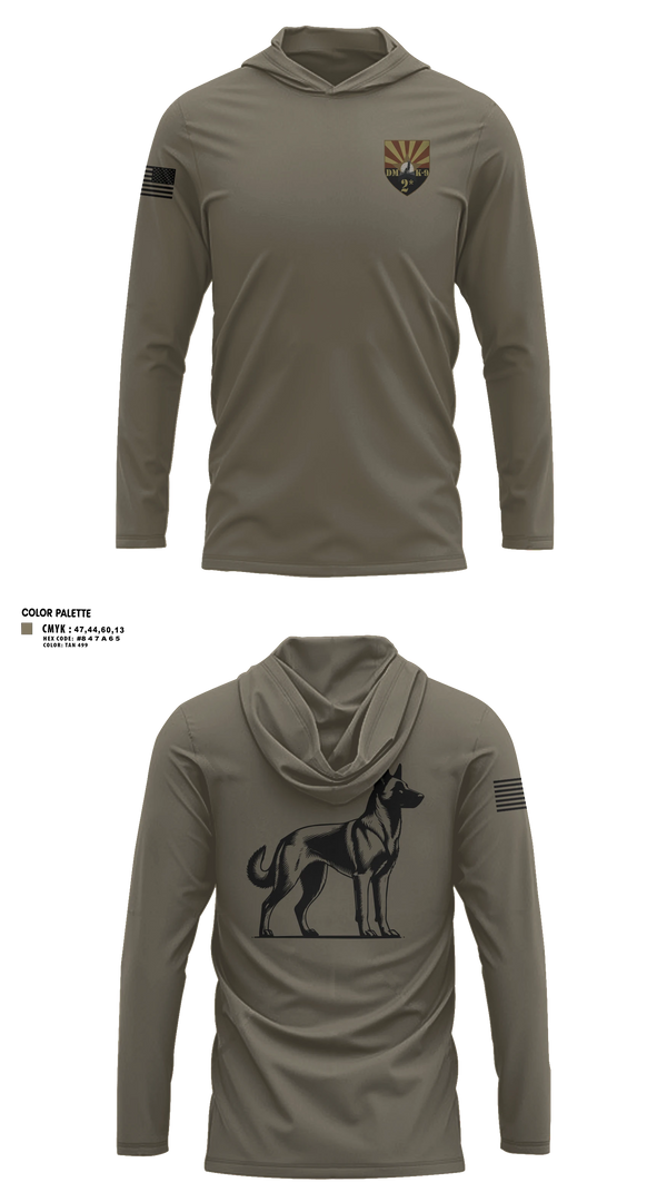 Long Sleeve Performance Shirt with hood, 355 K9, Air Force, Teamtime, Team time, sublimation, custom sports apparel, team uniforms, spirit wear, spiritwear, sports uniforms, custom shirts, team store, custom team store, fundraiser sports, apparel fundraiser