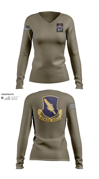 Womens Long Sleeve Vneck Shirt, , Army, Teamtime, Team time, sublimation, custom sports apparel, team uniforms, spirit wear, spiritwear, sports uniforms, custom shirts, team store, custom team store, fundraiser sports, apparel fundraiser