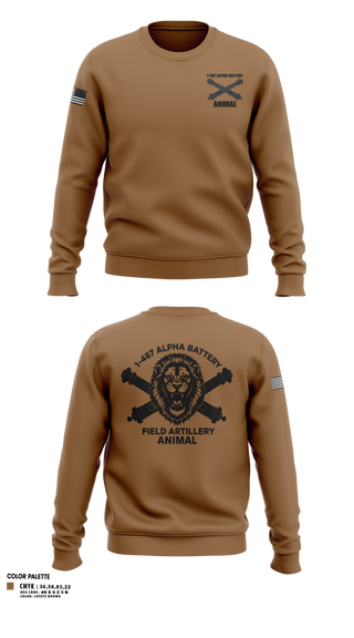Crew Neck Sweatshirt, 1-487 Alpha Battery Field Artillery, National Guard, Teamtime, Team time, sublimation, custom sports apparel, team uniforms, spirit wear, spiritwear, sports uniforms, custom shirts, team store, custom team store, fundraiser sports, apparel fundraiser