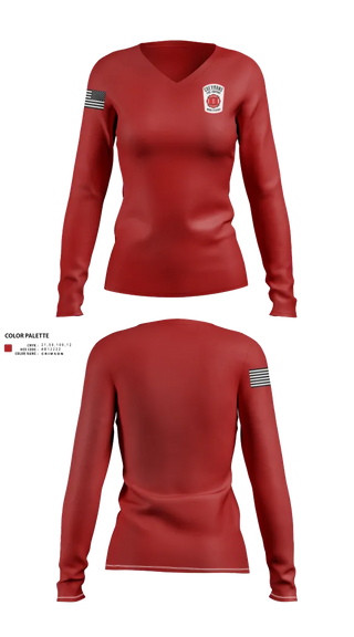 Womens Long Sleeve Vneck Shirt, Coeymans Fire Co. #1, , Teamtime, Team time, sublimation, custom sports apparel, team uniforms, spirit wear, spiritwear, sports uniforms, custom shirts, team store, custom team store, fundraiser sports, apparel fundraiser