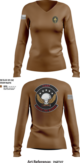 Womens Long Sleeve Vneck Shirt, Hurlburt Field FARP, , Teamtime, Team time, sublimation, custom sports apparel, team uniforms, spirit wear, spiritwear, sports uniforms, custom shirts, team store, custom team store, fundraiser sports, apparel fundraiser