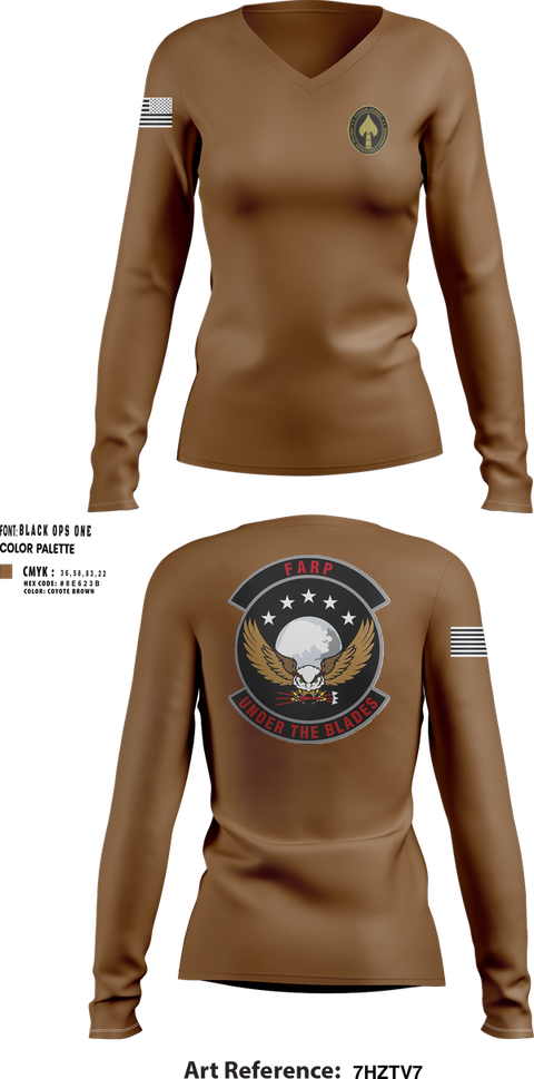 Womens Long Sleeve Vneck Shirt, Hurlburt Field FARP, , Teamtime, Team time, sublimation, custom sports apparel, team uniforms, spirit wear, spiritwear, sports uniforms, custom shirts, team store, custom team store, fundraiser sports, apparel fundraiser