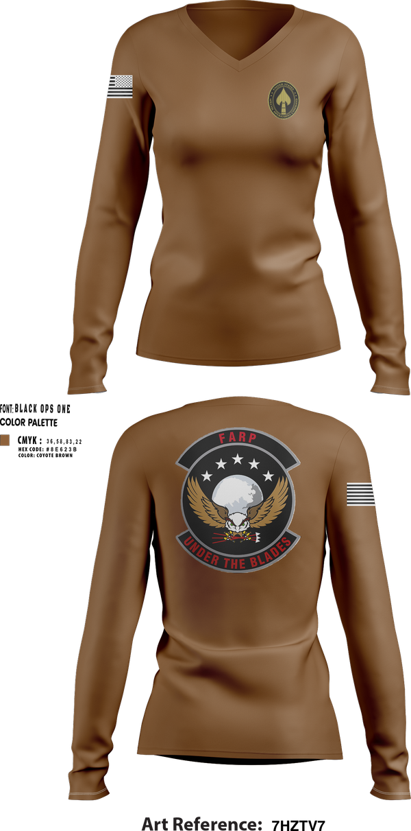Womens Long Sleeve Vneck Shirt, Hurlburt Field FARP, , Teamtime, Team time, sublimation, custom sports apparel, team uniforms, spirit wear, spiritwear, sports uniforms, custom shirts, team store, custom team store, fundraiser sports, apparel fundraiser