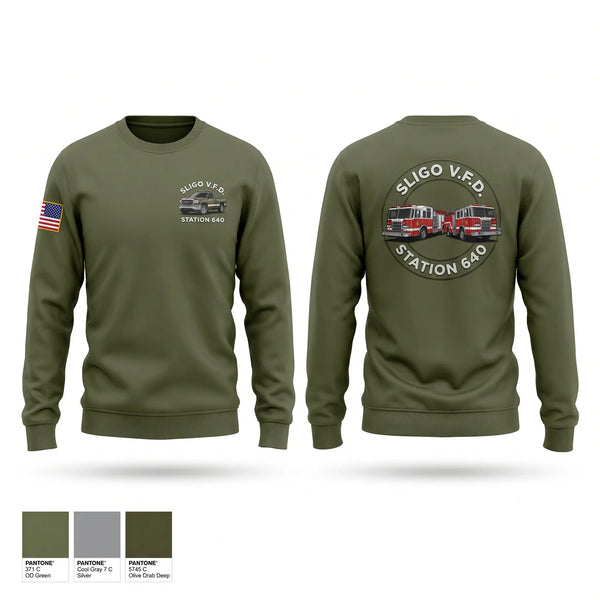 Crew Neck Sweatshirt, 640 Sligo, Fire Department, Teamtime, Team time, sublimation, custom sports apparel, team uniforms, spirit wear, spiritwear, sports uniforms, custom shirts, team store, custom team store, fundraiser sports, apparel fundraiser