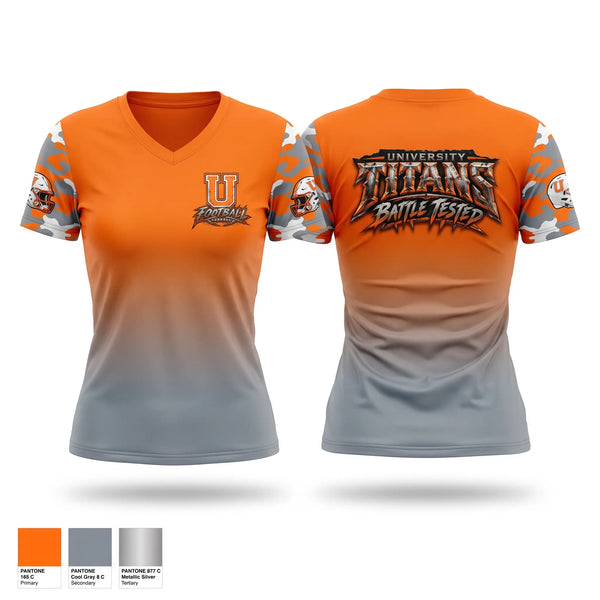 Womens Short Sleeve Vneck Shirt, University Titans, Police, Teamtime, Team time, sublimation, custom sports apparel, team uniforms, spirit wear, spiritwear, sports uniforms, custom shirts, team store, custom team store, fundraiser sports, apparel fundraiser