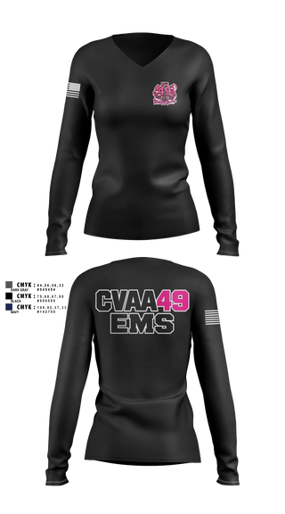 Womens Long Sleeve Vneck Shirt, Coudersport Ems, EMS/EMT, Teamtime, Team time, sublimation, custom sports apparel, team uniforms, spirit wear, spiritwear, sports uniforms, custom shirts, team store, custom team store, fundraiser sports, apparel fundraiser