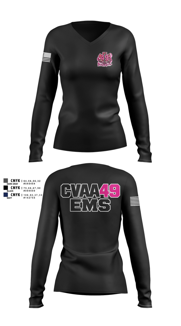 Womens Long Sleeve Vneck Shirt, Coudersport Ems, EMS/EMT, Teamtime, Team time, sublimation, custom sports apparel, team uniforms, spirit wear, spiritwear, sports uniforms, custom shirts, team store, custom team store, fundraiser sports, apparel fundraiser