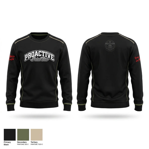Crew Neck Sweatshirt, Proactive Patrol Club, Police, Teamtime, Team time, sublimation, custom sports apparel, team uniforms, spirit wear, spiritwear, sports uniforms, custom shirts, team store, custom team store, fundraiser sports, apparel fundraiser