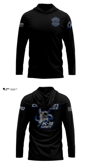 Long Sleeve hooded sunshirt, Cincinnati PD Marine Patrol, Police, Teamtime, Team time, sublimation, custom sports apparel, team uniforms, spirit wear, spiritwear, sports uniforms, custom shirts, team store, custom team store, fundraiser sports, apparel fundraiser