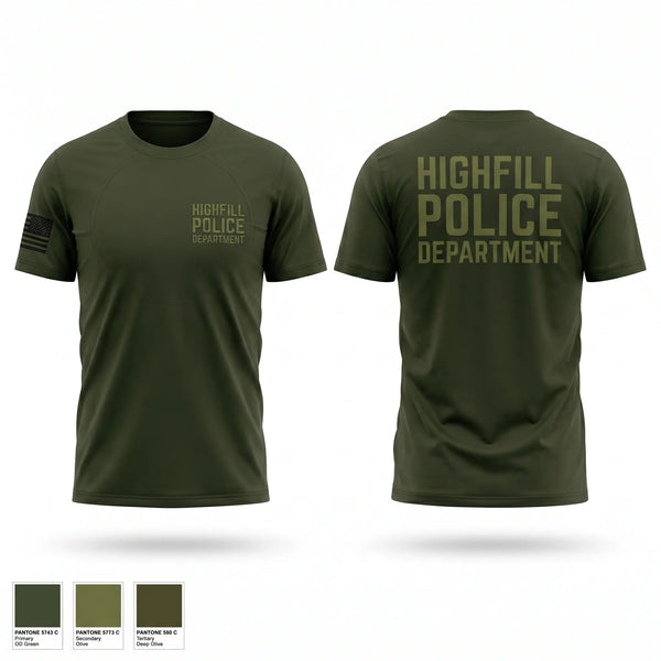 Old School Cotton Feel Shirt, Highfill Police Department, Police, Teamtime, Team time, sublimation, custom sports apparel, team uniforms, spirit wear, spiritwear, sports uniforms, custom shirts, team store, custom team store, fundraiser sports, apparel fundraiser