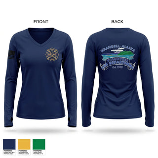 Womens Long Sleeve Vneck Shirt, Wrangell Volunteer Fire Department, Fire Department, Teamtime, Team time, sublimation, custom sports apparel, team uniforms, spirit wear, spiritwear, sports uniforms, custom shirts, team store, custom team store, fundraiser sports, apparel fundraiser
