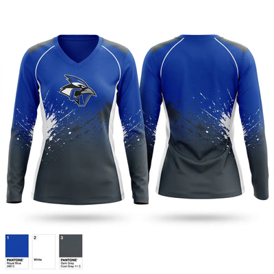 Conemaugh Valley Bluejays Football Women's Long Sleeve V-neck Shirt - 1