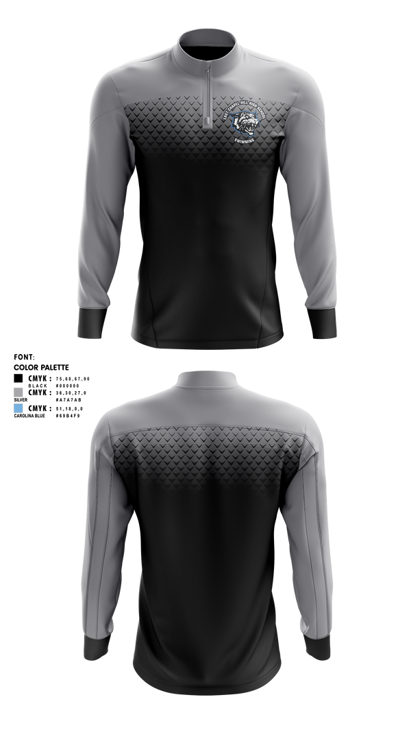 Quarter Zip Jacket, East Chapel Hill High School Swimming, Swimming, Teamtime, Team time, sublimation, custom sports apparel, team uniforms, spirit wear, spiritwear, sports uniforms, custom shirts, team store, custom team store, fundraiser sports, apparel fundraiser