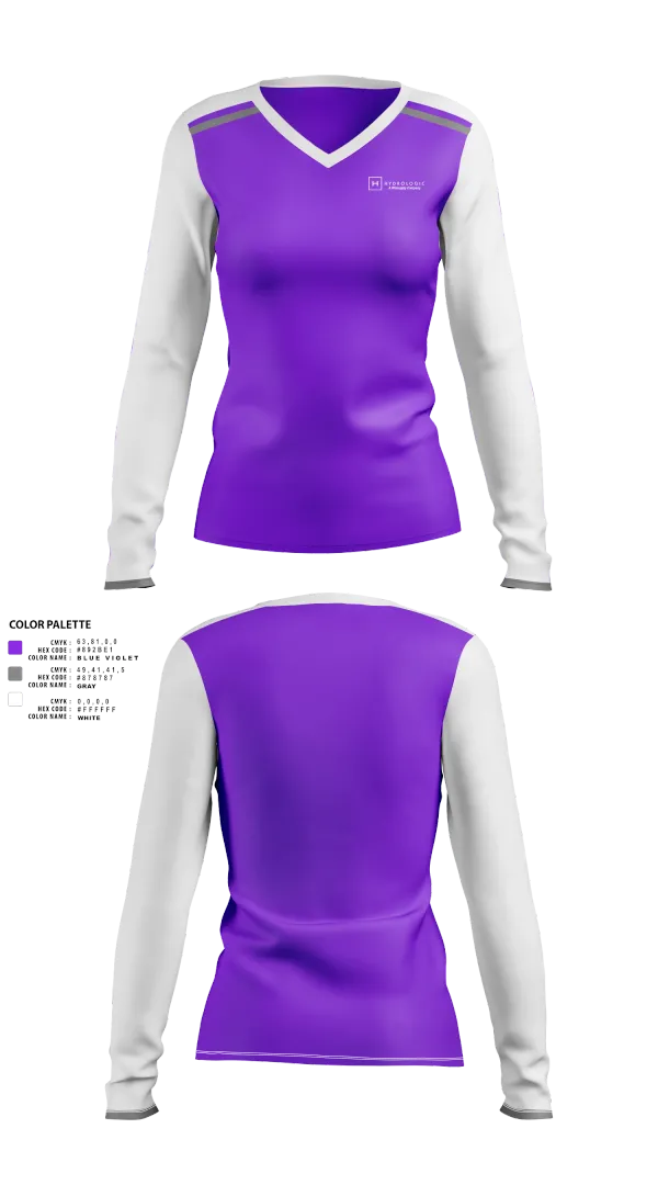 Womens Long Sleeve Vneck Shirt, Hydrologic, , Teamtime, Team time, sublimation, custom sports apparel, team uniforms, spirit wear, spiritwear, sports uniforms, custom shirts, team store, custom team store, fundraiser sports, apparel fundraiser