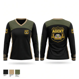 Womens Long Sleeve Vneck Shirt, Pennsylvania state agent, , Teamtime, Team time, sublimation, custom sports apparel, team uniforms, spirit wear, spiritwear, sports uniforms, custom shirts, team store, custom team store, fundraiser sports, apparel fundraiser