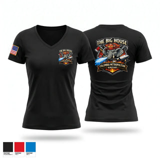 Womens Short Sleeve Vneck Shirt, Columbia Airport Fire, Fire Department, Teamtime, Team time, sublimation, custom sports apparel, team uniforms, spirit wear, spiritwear, sports uniforms, custom shirts, team store, custom team store, fundraiser sports, apparel fundraiser