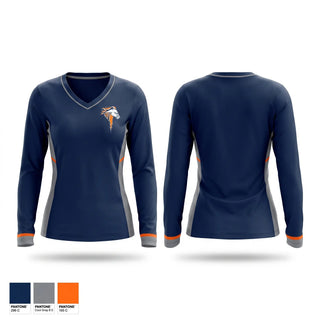 Womens Long Sleeve Vneck Shirt, Illini West Chargers, Spirit Store, Teamtime, Team time, sublimation, custom sports apparel, team uniforms, spirit wear, spiritwear, sports uniforms, custom shirts, team store, custom team store, fundraiser sports, apparel fundraiser