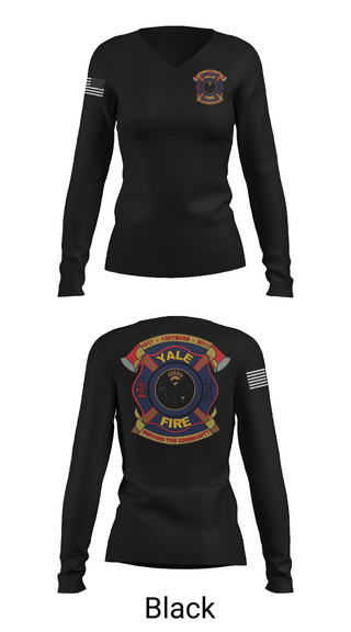 Womens Long Sleeve Vneck Shirt, Yale Fire Department, Fire Department, Teamtime, Team time, sublimation, custom sports apparel, team uniforms, spirit wear, spiritwear, sports uniforms, custom shirts, team store, custom team store, fundraiser sports, apparel fundraiser