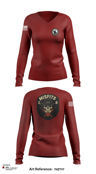 Womens Long Sleeve Vneck Shirt, 2-8 Cav, HHC, Medic Platoon, , Teamtime, Team time, sublimation, custom sports apparel, team uniforms, spirit wear, spiritwear, sports uniforms, custom shirts, team store, custom team store, fundraiser sports, apparel fundraiser