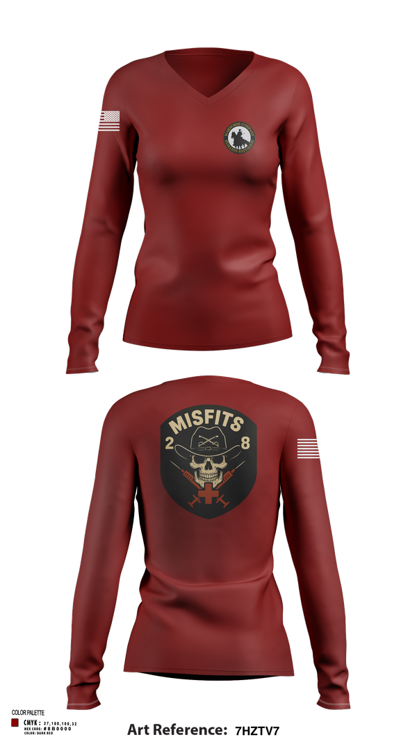Womens Long Sleeve Vneck Shirt, 2-8 Cav, HHC, Medic Platoon, , Teamtime, Team time, sublimation, custom sports apparel, team uniforms, spirit wear, spiritwear, sports uniforms, custom shirts, team store, custom team store, fundraiser sports, apparel fundraiser