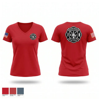 Womens Short Sleeve Vneck Shirt, Cerro Gordo Fire Rescue, EMS/EMT, Teamtime, Team time, sublimation, custom sports apparel, team uniforms, spirit wear, spiritwear, sports uniforms, custom shirts, team store, custom team store, fundraiser sports, apparel fundraiser
