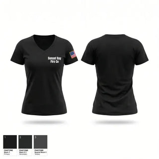 Womens Short Sleeve Vneck Shirt, Sunset Bay Fire Co, Fire Department, Teamtime, Team time, sublimation, custom sports apparel, team uniforms, spirit wear, spiritwear, sports uniforms, custom shirts, team store, custom team store, fundraiser sports, apparel fundraiser