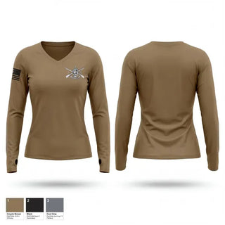 Womens Long Sleeve Vneck Shirt, Raiders, Army, Teamtime, Team time, sublimation, custom sports apparel, team uniforms, spirit wear, spiritwear, sports uniforms, custom shirts, team store, custom team store, fundraiser sports, apparel fundraiser