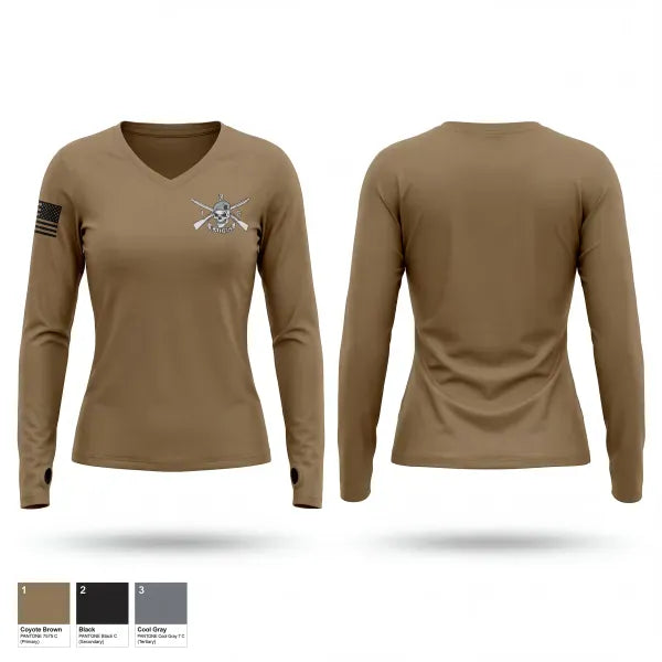 Womens Long Sleeve Vneck Shirt, Raiders, Army, Teamtime, Team time, sublimation, custom sports apparel, team uniforms, spirit wear, spiritwear, sports uniforms, custom shirts, team store, custom team store, fundraiser sports, apparel fundraiser