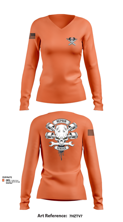 1-320th FAR FOX CO 66582202 Women's Long Sleeve V-neck Shirt - 105