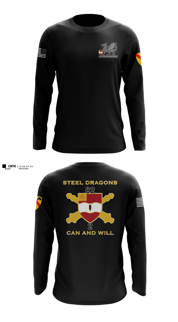 Long Sleeve Performance Shirt, 2nd Battalion 82nd Field Artillery “Steel Dragon”, Army, Teamtime, Team time, sublimation, custom sports apparel, team uniforms, spirit wear, spiritwear, sports uniforms, custom shirts, team store, custom team store, fundraiser sports, apparel fundraiser